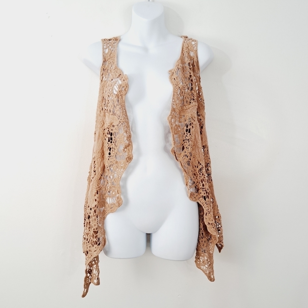 Jastie Antiqued Lace Coastal Cowgirl Boho Crochet Vest‎ OS